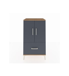 Hyperion Komodin 2 Raflı Tek Çekmeceli 2 Kapaklı 60x44x106 Çam-Antrasit