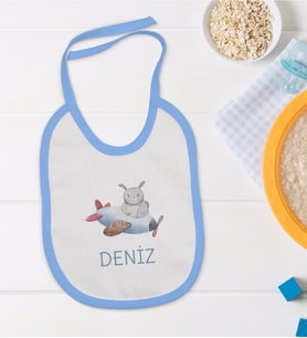 BK Kids Kişiye Özel Mavi Bebek Mama Önlüğü - Model 150
