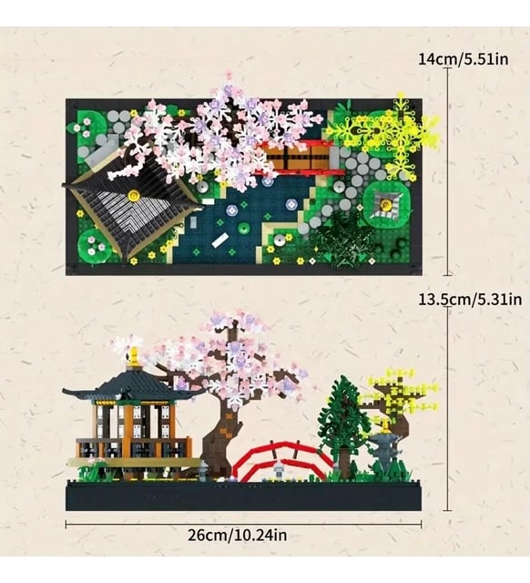 Zen Bahçesi 2280 parça İnşa Seti, Geleneksel Japon Manzarası ile