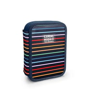 CORAL HIGH KIDS 31110 ÇOK RENKLİ ÇİZGİ DESENLİ ÇİFT KATLI KALEM ÇANTASI