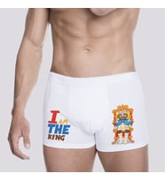 I am The King Yazılı Komik Pamuklu Beyaz Erkek Boxer