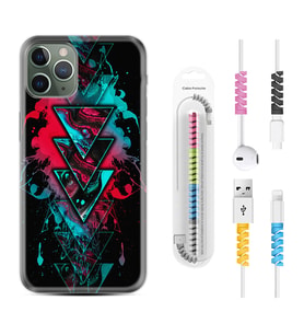 Apple iPhone 11 12 13 14 Pro Max Kılıf Kablo Koruma Spiral Silikon Down 1719