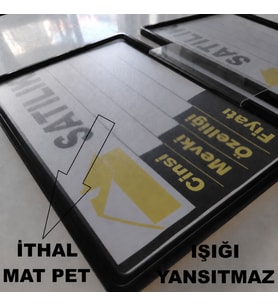 ETİKETLİK FİYATLIK - DAYANIKLI 1MM KALINLIKTA MAT YÜZEY KORUMALI EMLAK ÇERÇEVE 30 ADET