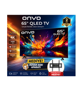 Onvo 65” QLED 4K Ultra Hd Google Smart Tv HDR10 Dolby Audio Wi-Fi Duvar Askı Aparatı Hediyeli