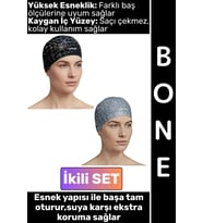 #Bone Konforlu Esnek Yumuşak Havuz Deniz Yüzme Kaygan İç Yüzey Şık Su Geçirmez Saç Bonesi İkili SET