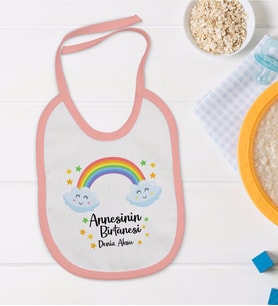 BK Kids Kişiye Özel Pembe Bebek Mama Önlüğü - Model 45