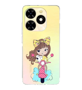 PrintiFy Tecno Spark 20 Uyumlu Kamera Korumalı Vespagirl Tasarımlı Şeffaf  Silikon Kılıf