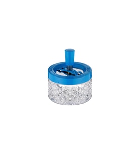 Mavi 9 cm Bas-Çevir Cam Hazneli Küllük Şık ve Kullanışlı