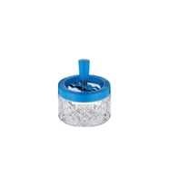Mavi 9 cm Bas-Çevir Cam Hazneli Küllük Şık ve Kullanışlı