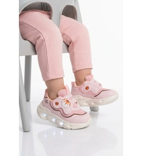 Cool Pudra Cırtlı Işıklı Anatomik Bebek Spor Ayakkabı Sneaker Aria B