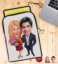 BK Gift Kişiye Özel Sevgililer Karikatürlü Taşınabilir Koruyucu Tablet Kılıfı & Organizer Çanta - Siyah-94