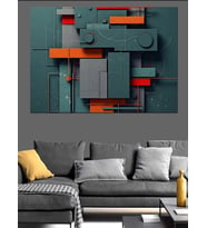 Modern Geometrik Soyut Mimari Tablo Dekoratif Kanvas - Mdf Ahşap Tablo