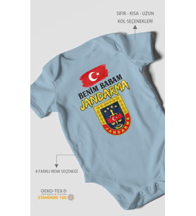 Benim Babam Jandarma Kısa Kollu Bebek Body %100 Pamuk