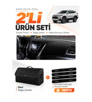 e-biz MITSUBISHI PAJERO SPORT (2015-SONRASI) Uyumlu Torpido Örtüsü + Deri Çanta - Siyah - MI009