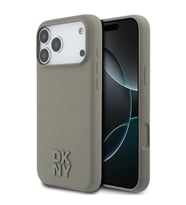 Apple iPhone 17 Pro Max Uyumlu Kılıf DKNY Orjinal Lisanslı M-safe Şarj Özellikli Metal Logolu Silikon Kapak (Bej)