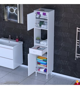 Modilayn ARDA Banyo Dolabı 50x173x32,5cm 1 çekmece 2 kapak ve 6 raflı İhtiyaca uygun kolay kurulum
