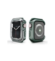Apple Watch 44mm Uyumlu Zore Watch Gard 08 Sert PC + Silikon Koruyucu (Koyu Yeşil)