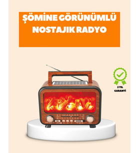 Şömine Alev Işıklı Solar Bluetooth Hoparlör – 7W Güçlü Ses, FM Radyo