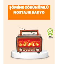 Şömine Alev Işıklı Solar Bluetooth Hoparlör – 7W Güçlü Ses, FM Radyo