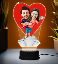 Kişiye Özel Fotoğraflı En Harika Çift Tasarımlı Karikatür 3D Led Lamba (Beyaz)
