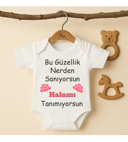 Pia Baby B31 %100 Pamuk Halamı Tanımıyorsun Yazılı Tasarlanabilir Bebek Body (Ekru)