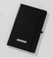 Kişiye Özel Siyah Renk Kapaklı Lastikli Çizgili Defter, Not Defteri