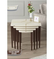 1.sınıf Mdf Lake Boya Krem 4lü Zigon Sehpa Takımı