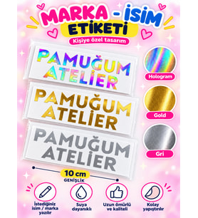 Pamuğum Atelier 10 cm Folyo Vinil Marka Etiketi (50-100-250-500-1000 Adet)