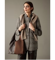 LCW Vision Kahverengi Ekose Kadın Kaşe Blazer Ceket