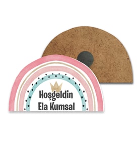 Kişiye Özel Tasarım Gökkuşağı ve Taç Bebek Baskılı Magnet (10 Adet)