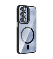 Coverzone Samsung Galaxy A16 ile Uyumlu Z-Etro MagSafe Wireless ?arj Destekli, G��l� Manyetik Tutucu, Stand Olabilen, Kamera Lens Hediyeli Koruyucu K?l?f Siyah