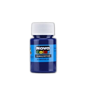 Kumaş boyası, canlı renkler, solmaz, tişört, çanta, tekstil boyası-Mavi Renk 30ml-1 Adet