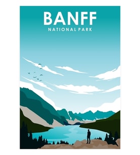 Banff Milli Parkı Eski Seyahat Afiş Sanatı Tablo Ahşap Poster Dekoratif