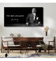 Panoramik Kanvas Makam Panosu Atatürk Sözleri Türk, öğün, çalış, güven.