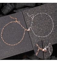 Gümüş Rodyum Rose Çift Kalpli Aşk Bileklik