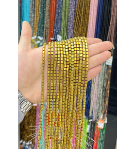 Hematit Taşı Silindir Kesim Antik Sarı 4x5mm Doğal Taş Dizi