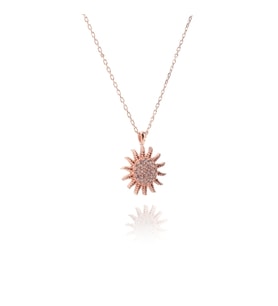Mini Taşlı Güneş Kolye (Rose - Gold)