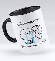 Bk Gift Gözüme Toz Kaçtı Tasarımlı Siyah Kupa Bardak - Model 1