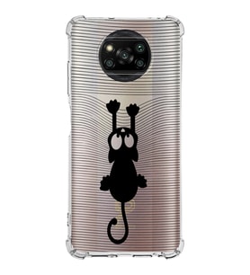 Xiaomi Poco X3 NFC Köşe Korumalı Antişok Kapak Çizgi Kedi Tasarımlı Şeffaf Silikon Kılıf