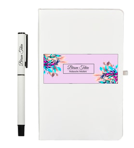Kişiye Özel Hazırlanmış Hediye Paketinde Defter ve Kalem Seti