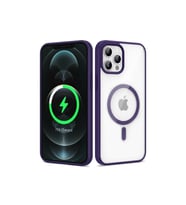 Apple iPhone 12 Pro Max Uyumlu Kılıf M-safe Wireless Şarj Özellikli Silikon Zore Ege Kapak (Koyu Mor)