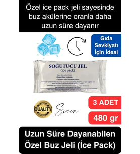 3 Adet 480 gr Soğutucu Jel Poşet Buz Aküsü Yolculuk Seyahat Yiyecek İçin Uygun Uzun Süre Dayanım