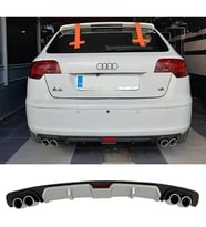 Audi A3 8P 2003-2007 Gri Difüzör 4 Krom Egzoz Görünümlü Difizör Arka Ek Body Kit