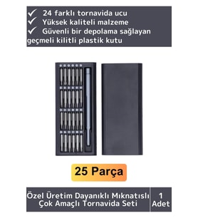 Premium Dayanıklı Mıknatıslı Saat Gözlük Elektronik Taşınabilir Mini Kutulu 25 Parça Tornavida Seti