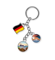 Almanya Üçlü Epoksi Metal Çift Taraflı Damla Anahtarlık Germany (Çok Renkli)