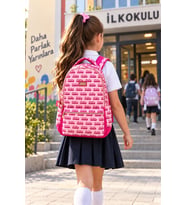 İlkokul Okul Çantası Barbie Pembe Kız Çocuk Sırt Çantası 40x30x14 cm