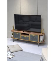 TV Sehpası 160 cm Modern 3 Kapaklı Tv Sehpa Çok Amaçlı Konsol Ünitesi Mira 5038 Beyaz