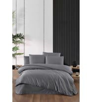 Stripe Saten Line Çift Kişilik Nevresim Takımı Antrasit