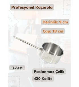 Profesyonel Kaçerola 18 cm Paslanmaz Çelik 430 Kalite