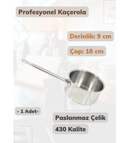 Profesyonel Kaçerola 18 cm Paslanmaz Çelik 430 Kalite
